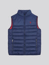 Mens Panelled Quilted Gilet in Dark Sapphire Navy / Haute Red DHM