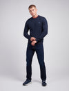 Mens Cable Knit Crew Neck in Dark Sapphire Navy / Moonlight Blue DHM