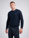 Mens Checkerboard Knit Crew Neck in Dark Sapphire Navy / Moonlight Blue DHM