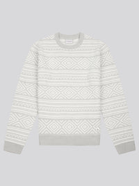 Mens Fairisle Crew Neck in Mid Grey Marl