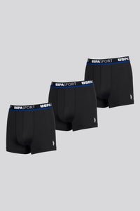 Mens 3 Pack Sports Boxer Shorts in Black