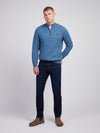 Mens Cable Knit Funnel Neck in Blue Horizon