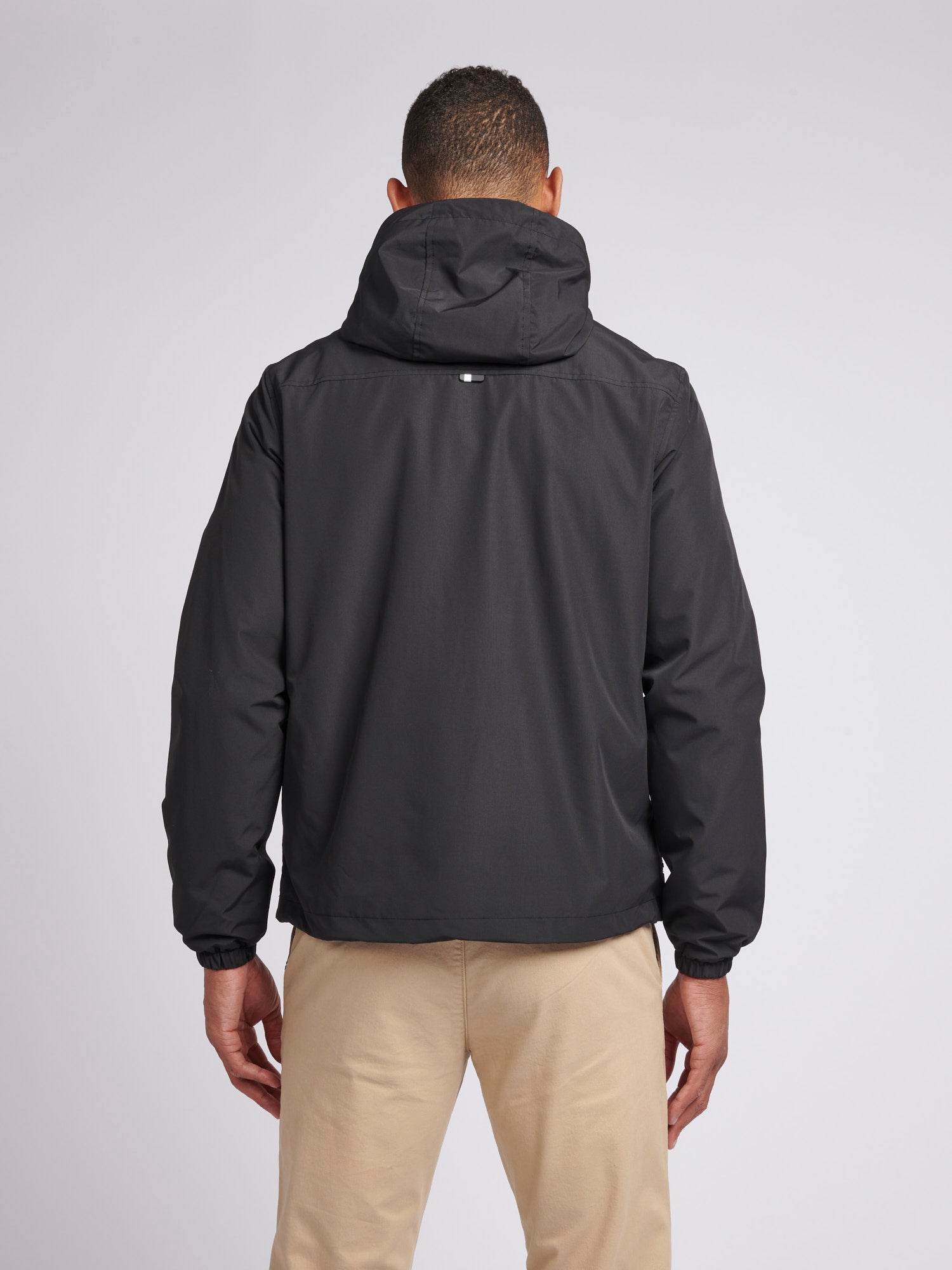 Mens Fleece Lined Windbreaker in Black