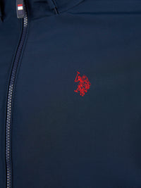 Mens Fleece Lined Windbreaker in Dark Sapphire Navy / Haute Red DHM