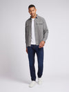 Mens Textured Herringbone Overshirt in Mid Grey Marl