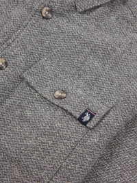 Mens Textured Herringbone Overshirt in Mid Grey Marl