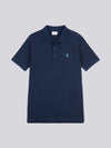 Mens Collar Interest Textured Polo Shirt in Dark Sapphire Navy / Moonlight Blue DHM