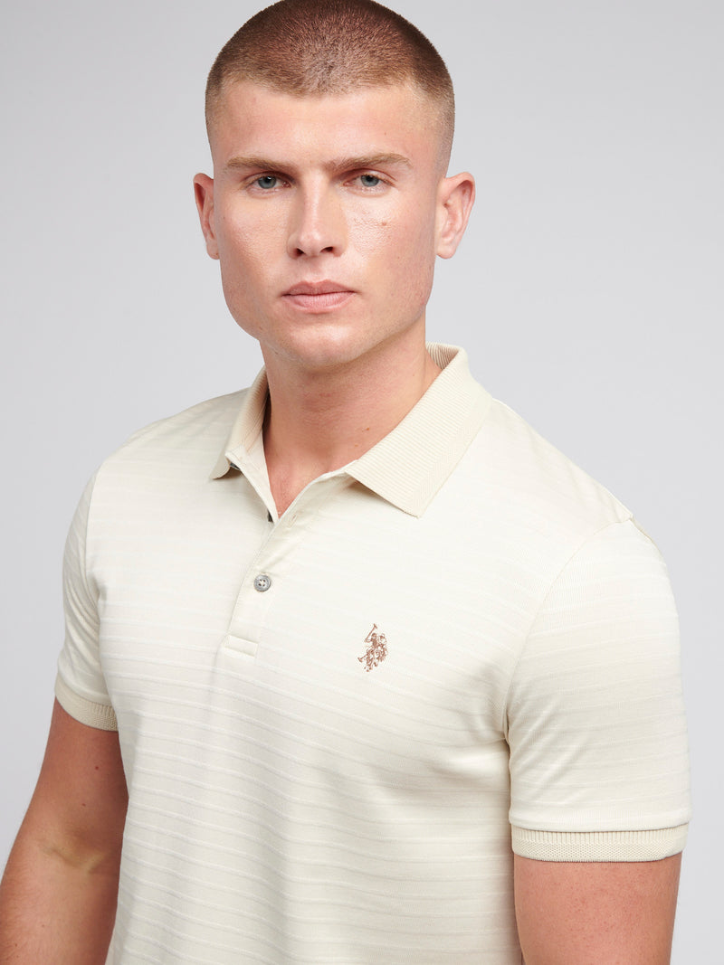 Mens Textured Polo Shirt in Moonstruck