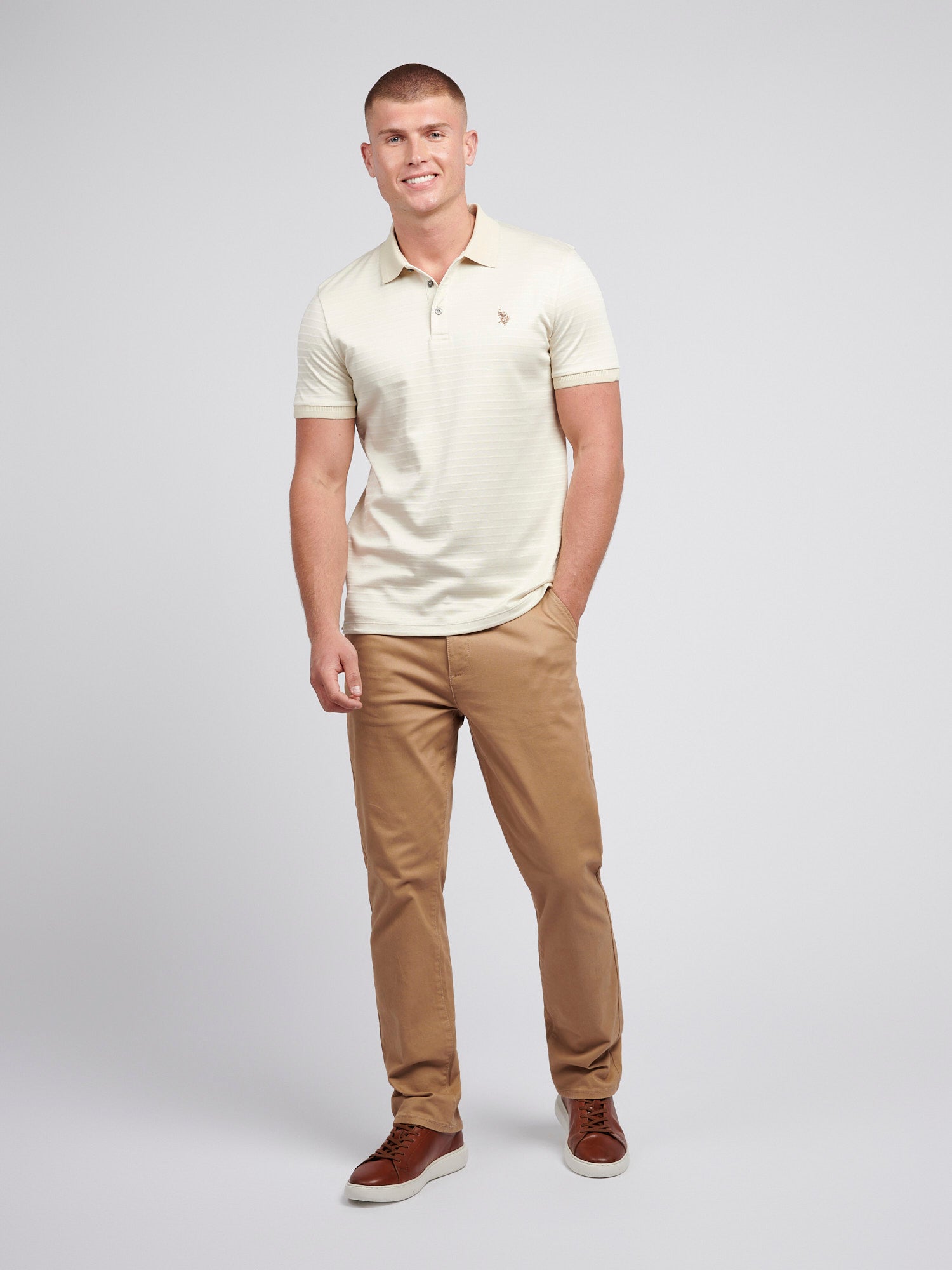 Mens Textured Polo Shirt in Moonstruck