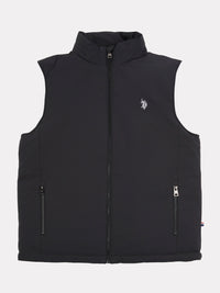 Mens Clean Front Quilt Gilet in Black