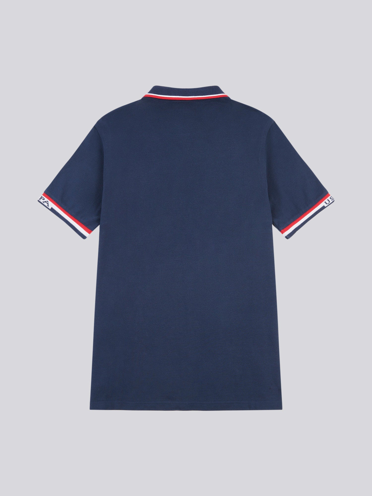 Mens Brand Stripe Pique Polo Shirt in Dark Sapphire Navy