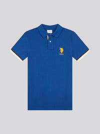 Mens Pop Colour Pique Polo Shirt in Navy Peony