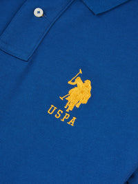 Mens Pop Colour Pique Polo Shirt in Navy Peony