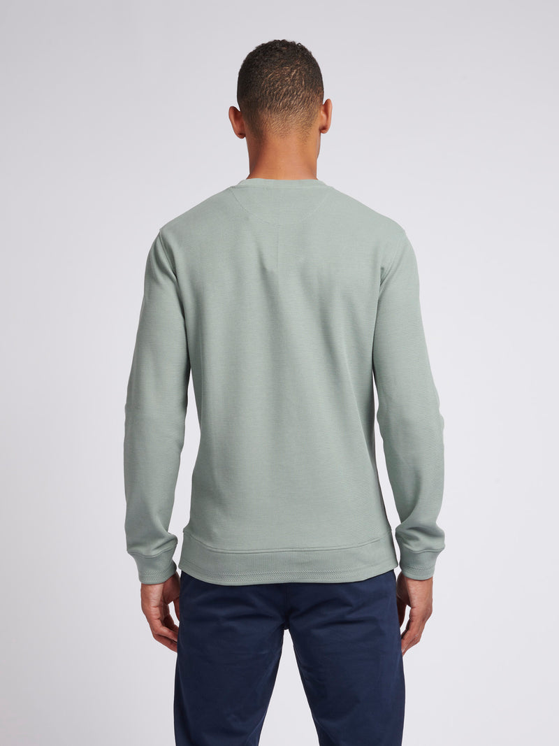 Mens Texture Crew Neck Sweatshirt in Chinois Green