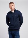 Mens Textured Rib ¼ Zip Sweatshirt in Dark Sapphire Navy / Moonlight Blue DHM