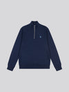 Mens Textured Rib ¼ Zip Sweatshirt in Dark Sapphire Navy / Moonlight Blue DHM