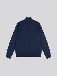 Mens Textured Rib ¼ Zip Sweatshirt in Dark Sapphire Navy / Moonlight Blue DHM