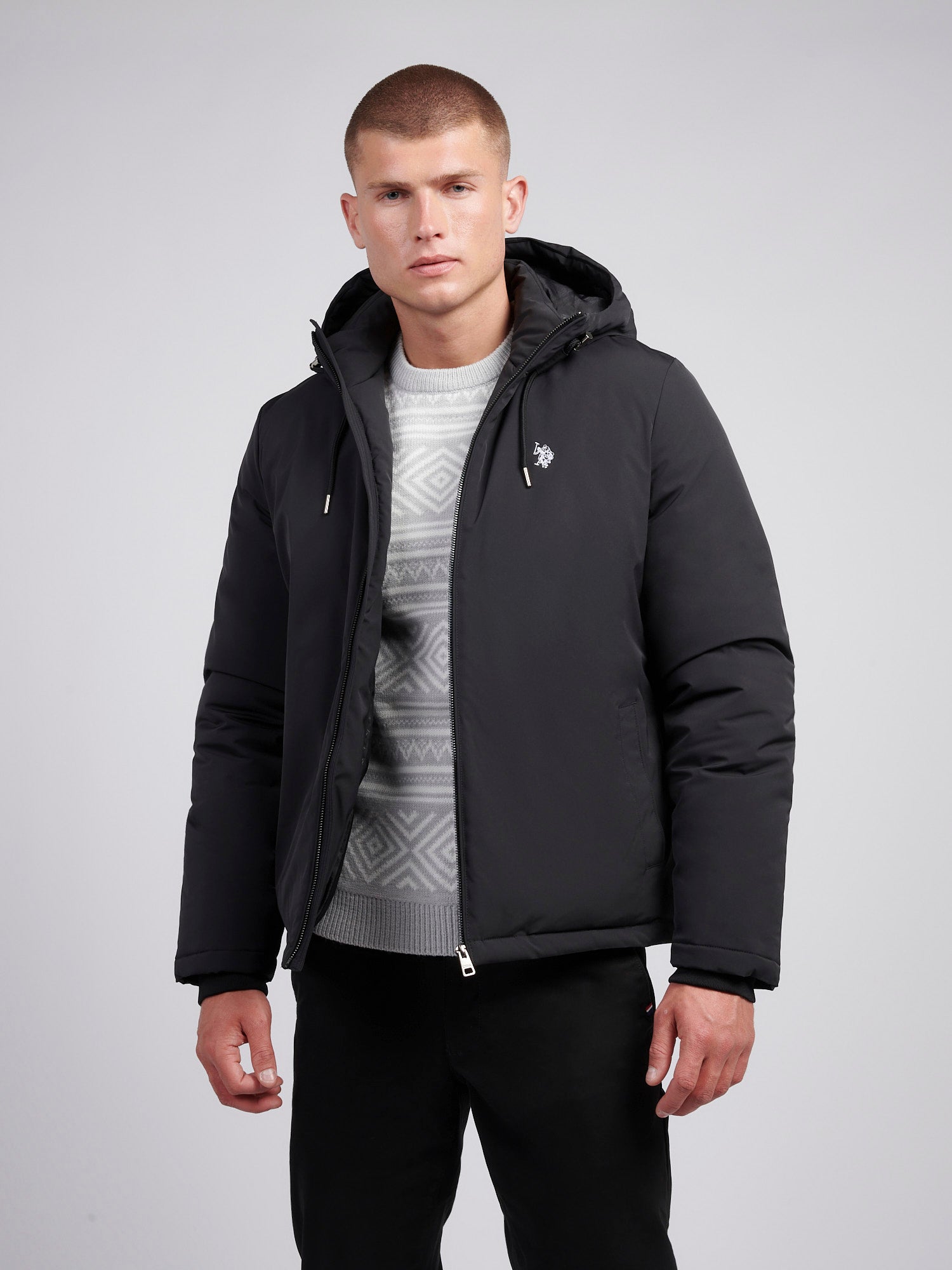 Mens black padded coats best sale