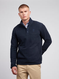 Mens Double Horsemen Polar Fleece Funnel Neck Sweatshirt in Dark Sapphire Navy