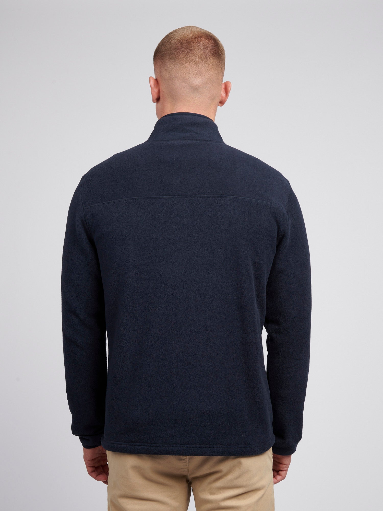 Mens Double Horsemen Polar Fleece Funnel Neck Sweatshirt in Dark Sapphire Navy