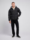 Mens Ripstop Hooded Puffer Jacket in Black