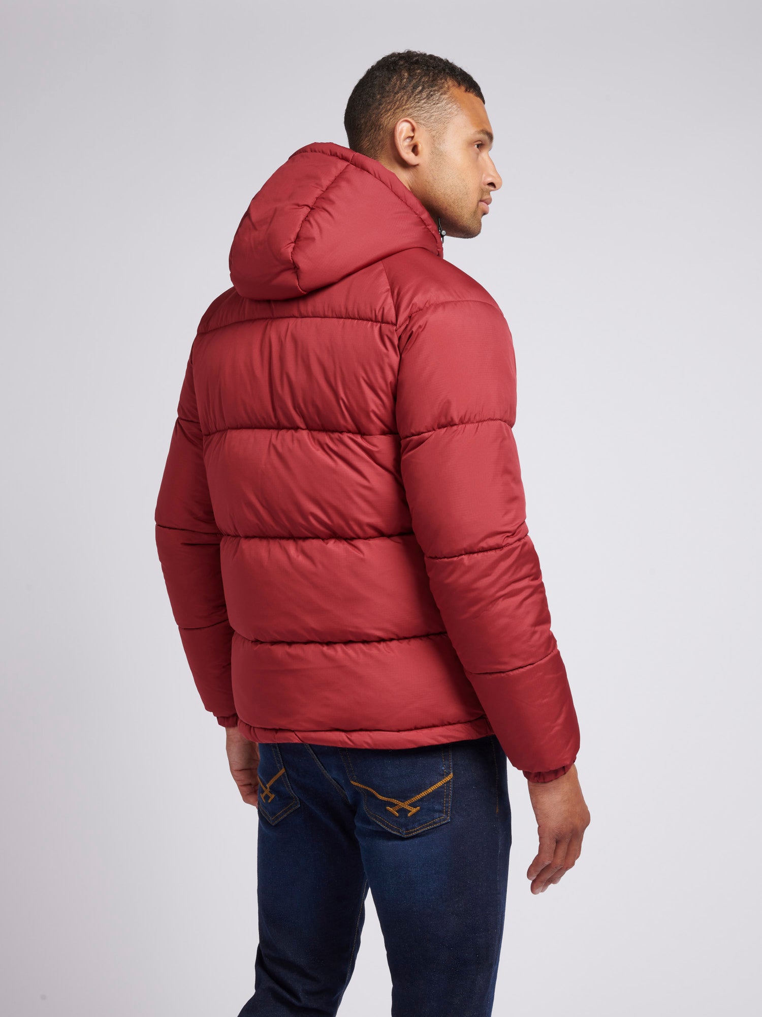 Red puffer coat with hood sale