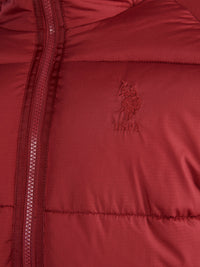 Mens Ripstop Hooded Puffer Jacket in Tibetan Red