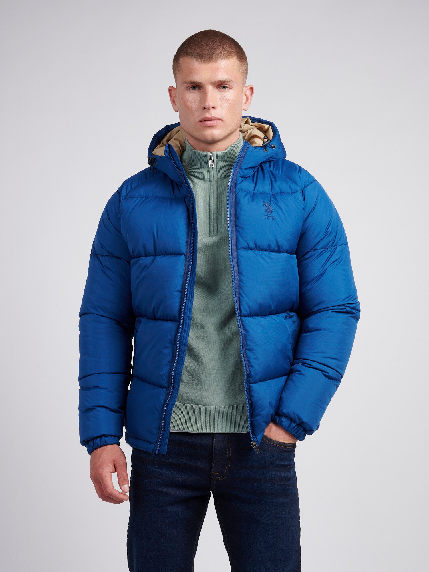 Mens navy jacket with hood online