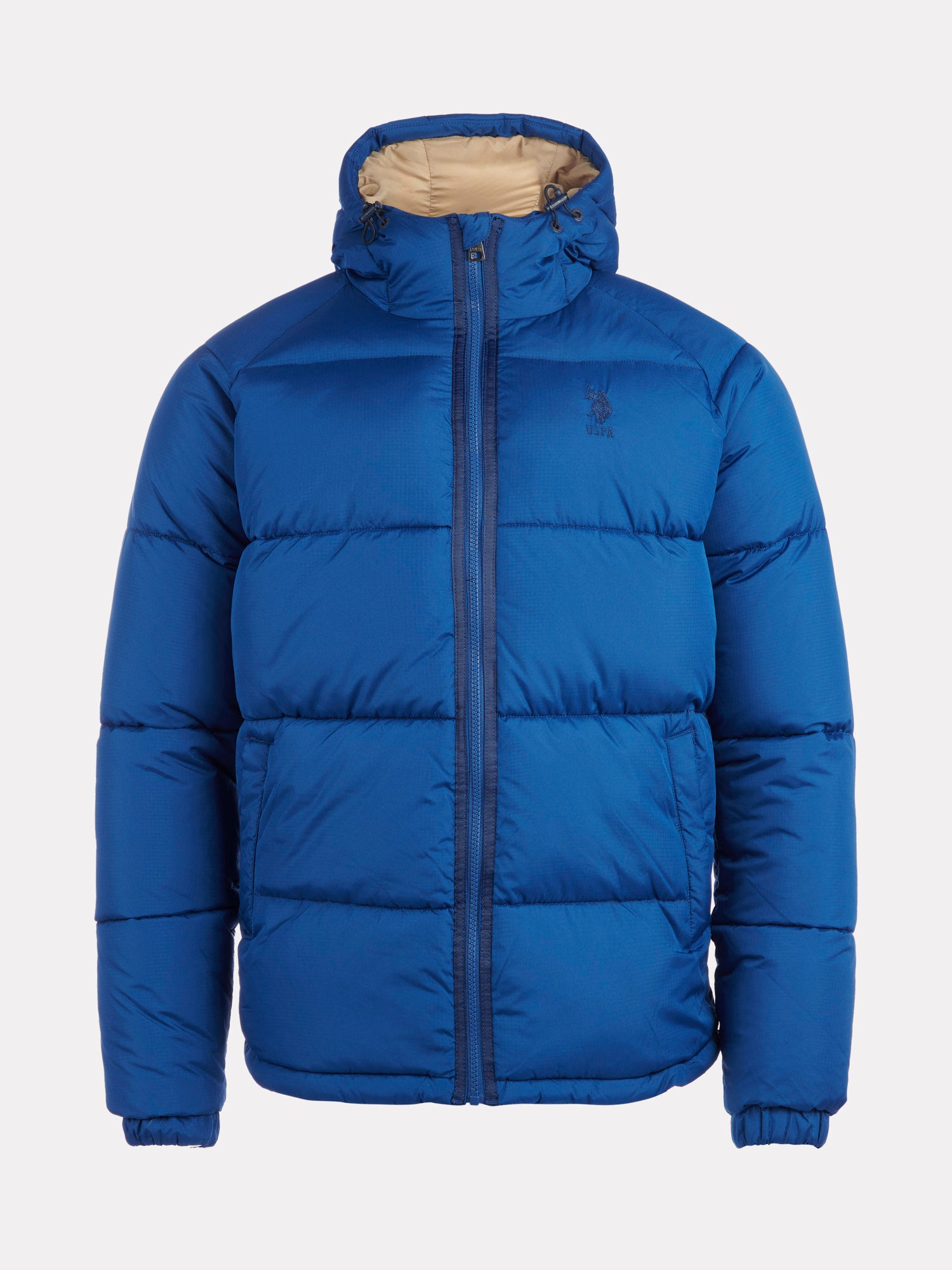 Mens Ripstop Hooded Puffer Jacket in Navy Peony