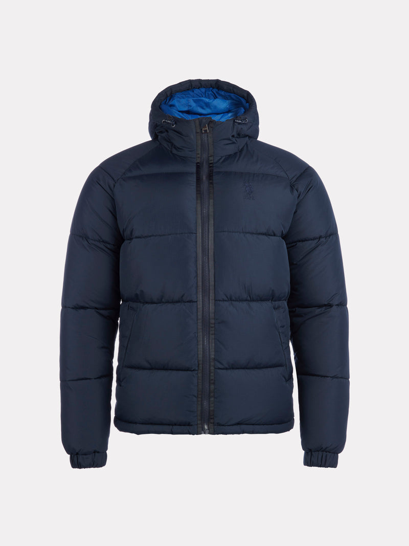 Mens Ripstop Hooded Puffer Jacket in Dark Sapphire Navy