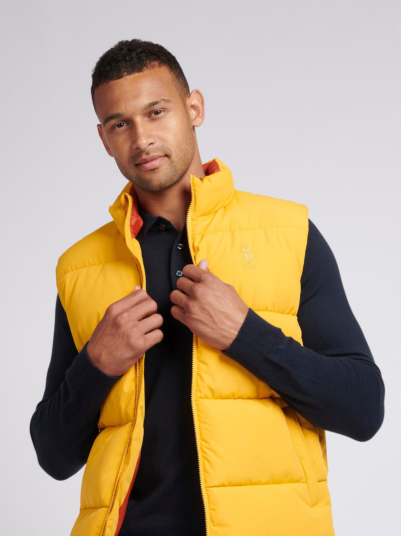 Mens Wide Baffle Gilet in Mango Mojito