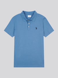 Mens Double Horsemen Jersey Polo Shirt in Blue Horizon