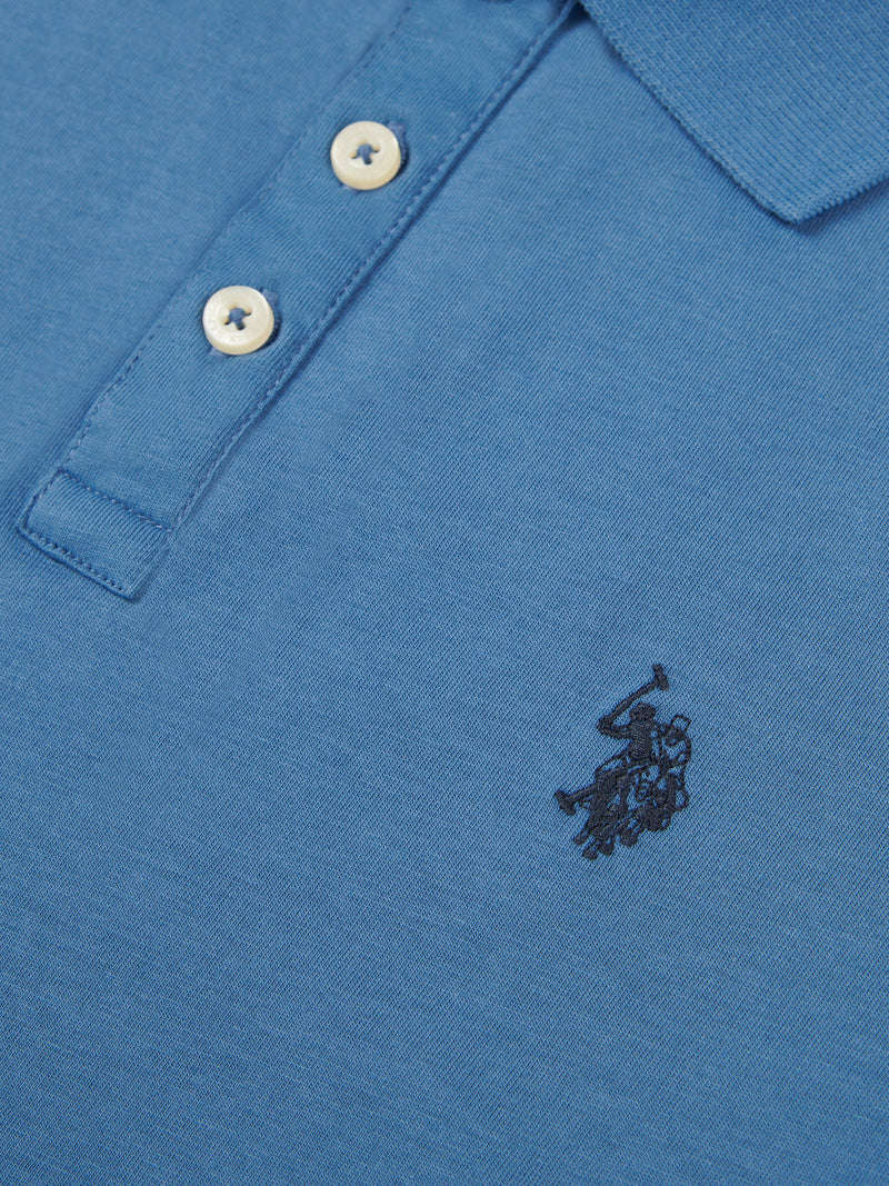 Mens Double Horsemen Jersey Polo Shirt in Blue Horizon