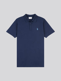 Mens Double Horsemen Jersey Polo Shirt in Dark Sapphire Navy