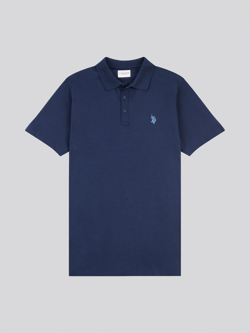 Mens Double Horsemen Jersey Polo Shirt in Dark Sapphire Navy