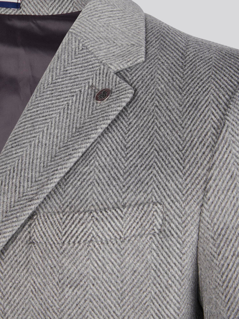 Mens Herringbone Coat in Ebony Windsor Wine DHM