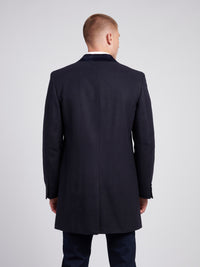 Mens Notch Overcoat in Dark Sapphire Navy