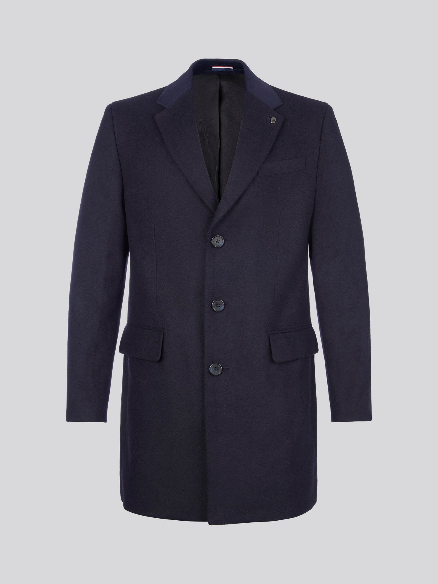 Mens Notch Overcoat in Dark Sapphire Navy