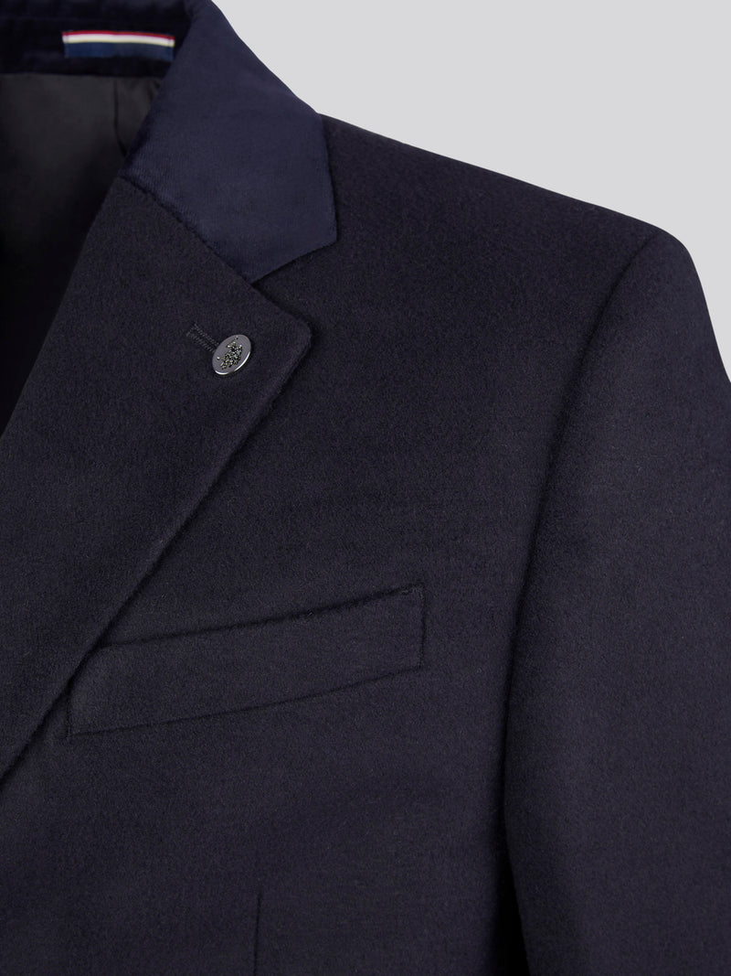 Mens Notch Overcoat in Dark Sapphire Navy