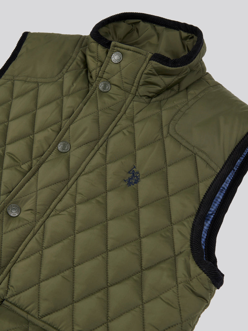 Quilted Hacking Gilet Forest Night