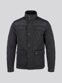 Mens Diamond Quilted Funnel Jacket in Black