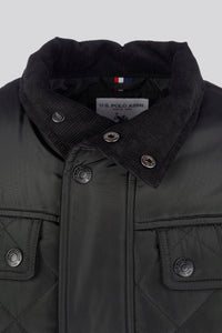 Mens Diamond Quilted Funnel Jacket in Black