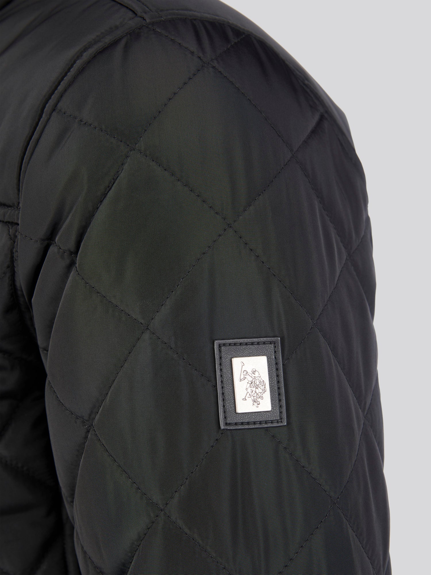 Mens Diamond Quilted Funnel Jacket in Black