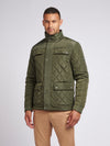 Mens Diamond Quilted Funnel Jacket in Forest Night