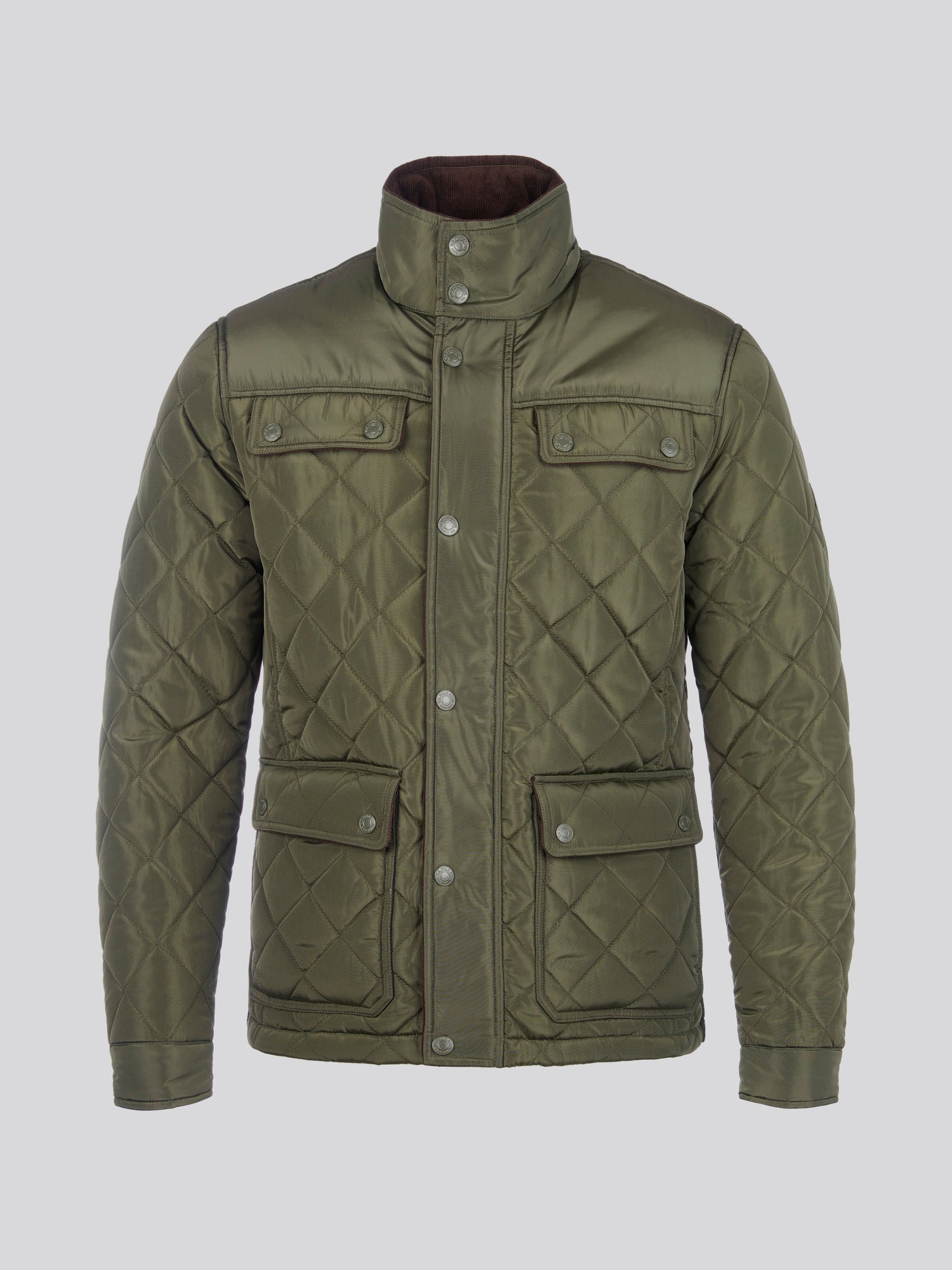 Mens Diamond Quilted Funnel Jacket in Forest Night