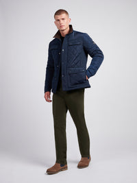 Mens Diamond Quilted Funnel Jacket in Dark Sapphire Navy