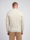 Mens Cable Knit Zip Funnel Neck in Birch Marl