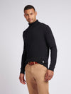 Mens Cotton Knit Roll Neck in Black