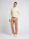 Mens Cotton Knit Roll Neck in Moonstruck