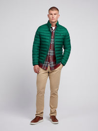 Mens Lightweight Bound Quilted Jacket in Rain Forest